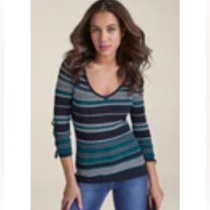 Striped V-Neck Sweater